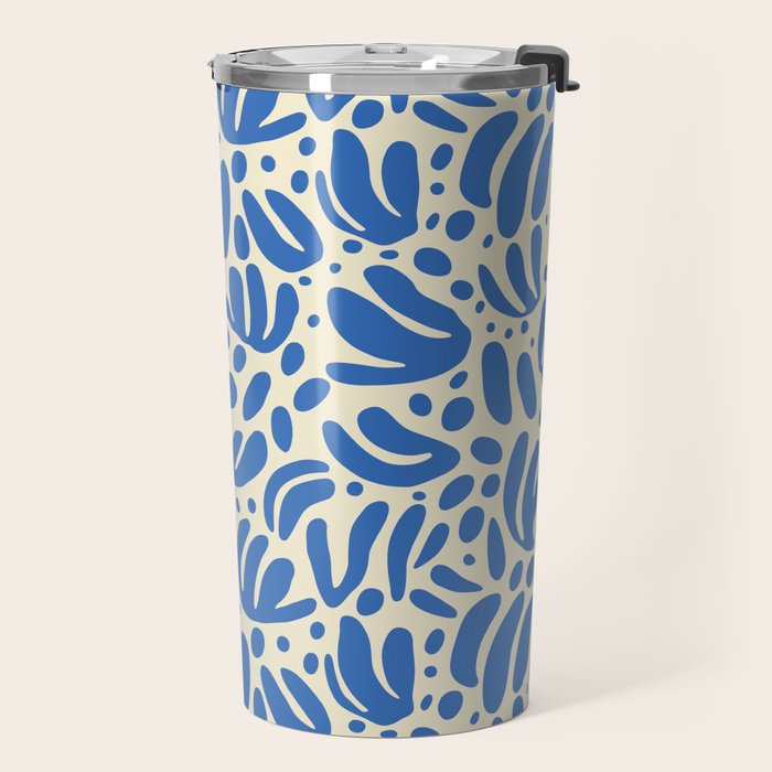 Abstract blue nature leaf shape art pattern Travel Mug Gallery Image 2