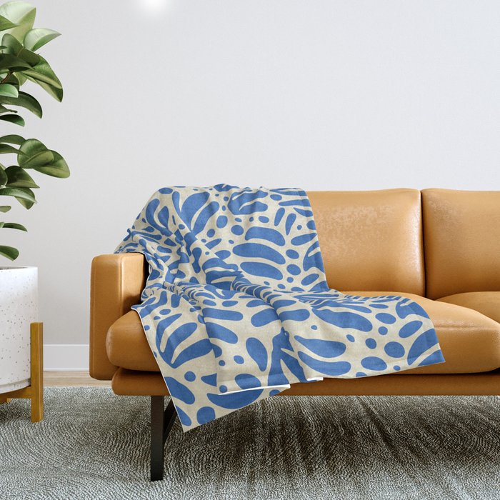 Abstract blue nature leaf shape art pattern Throw Blanket Gallery Image 1