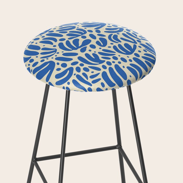 Abstract blue nature leaf shape art pattern Stool Gallery Image 2