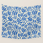 Abstract blue nature leaf shape art pattern Wall Tapestry Gallery Image 4