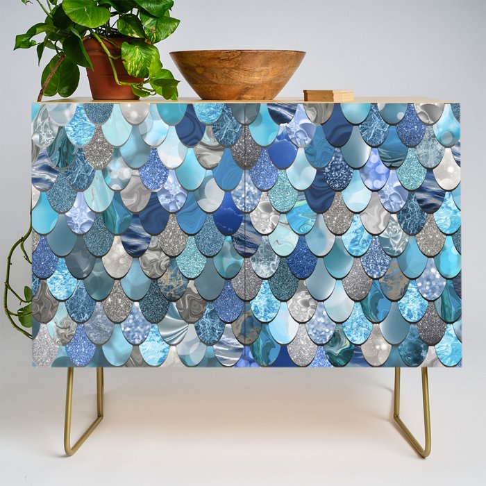 Mermaid Ocean Blue Pattern Credenza Gallery Image 1