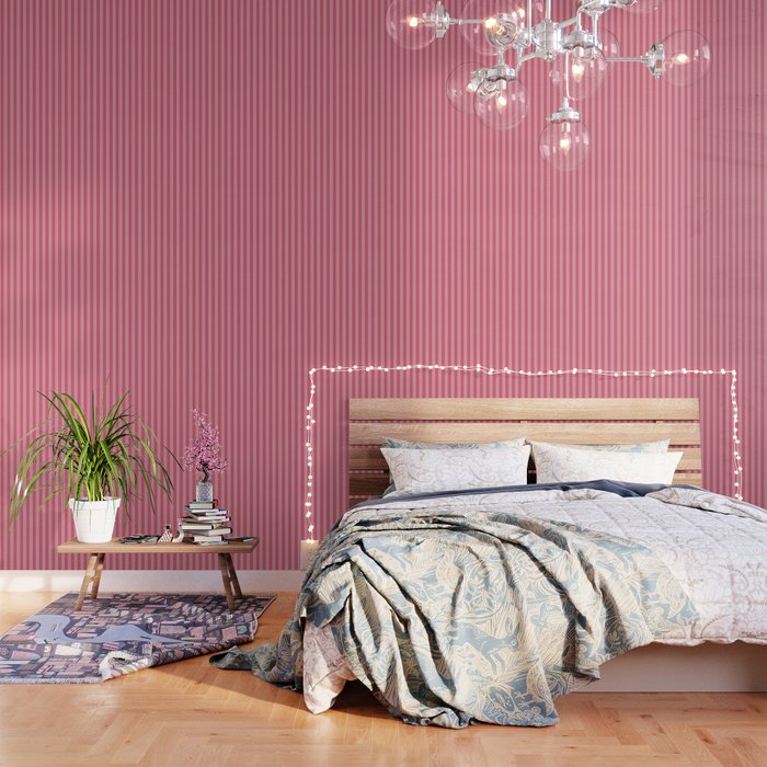Large Nantucket Red Cabana Tent Stripes Wallpaper Gallery Image 3