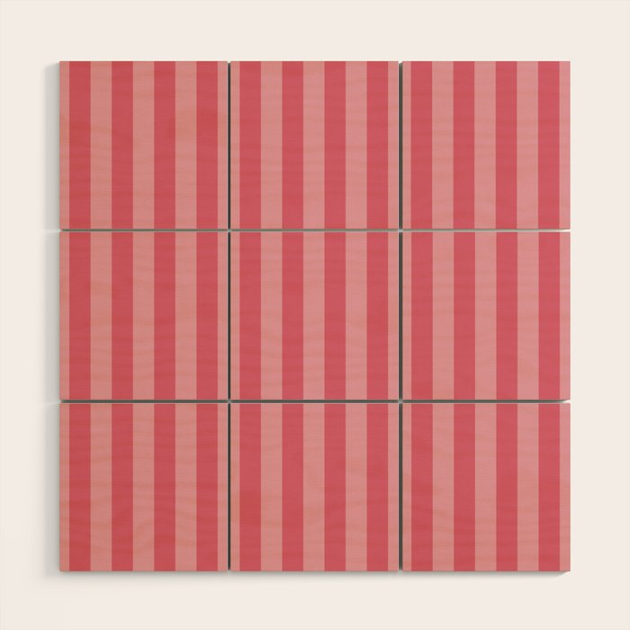 Large Nantucket Red Cabana Tent Stripes Wood Wall Art Gallery Image 1