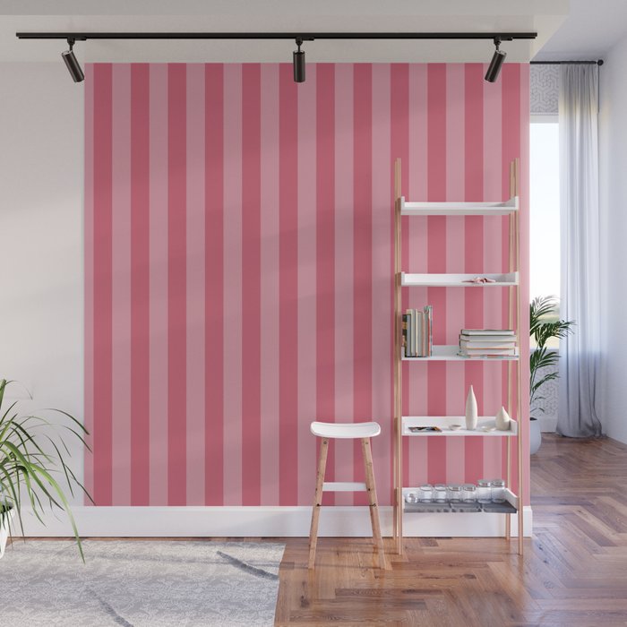 Large Nantucket Red Cabana Tent Stripes Wall Mural Gallery Image 1