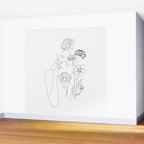 Minimal Line Art Woman with Flowers III Wall Mural Gallery Image 2
