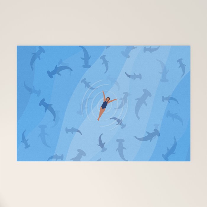 Shark Beach Swimmer  Welcome Mat Gallery Image 1