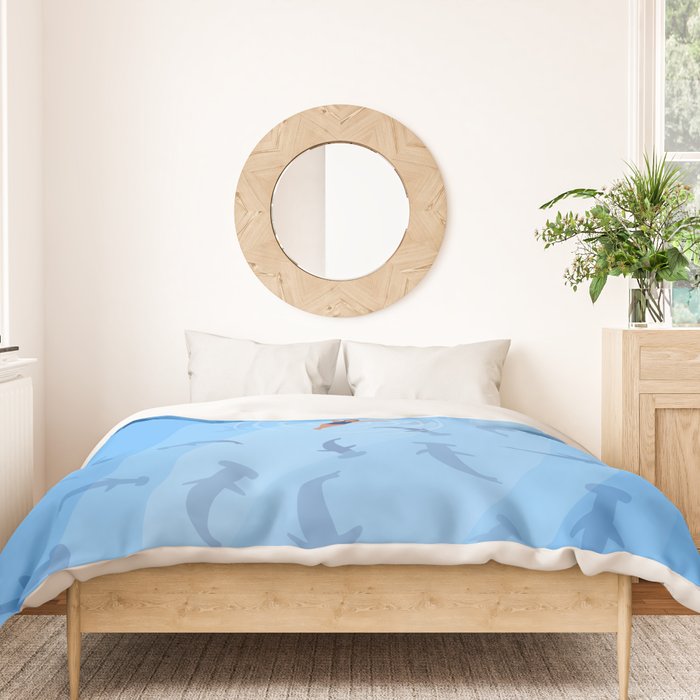 Shark Beach Swimmer  Duvet Cover Gallery Image 3