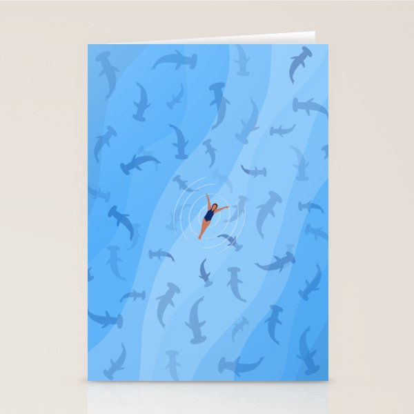 Shark Beach Swimmer  Stationery Card Gallery Image 2