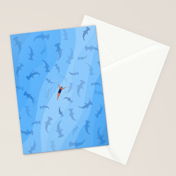 Shark Beach Swimmer  Stationery Card Gallery Image 2