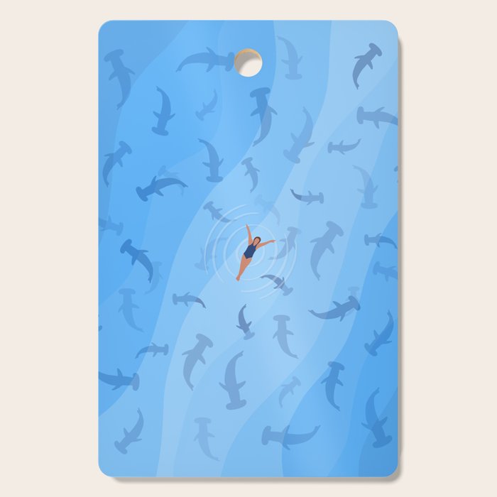 Shark Beach Swimmer  Cutting Board Gallery Image 1