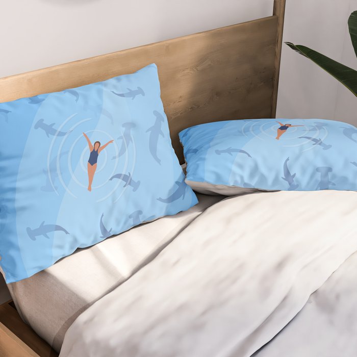 Shark Beach Swimmer  Pillow Sham Gallery Image 2