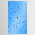 Shark Beach Swimmer  Tablecloth Gallery Image 2