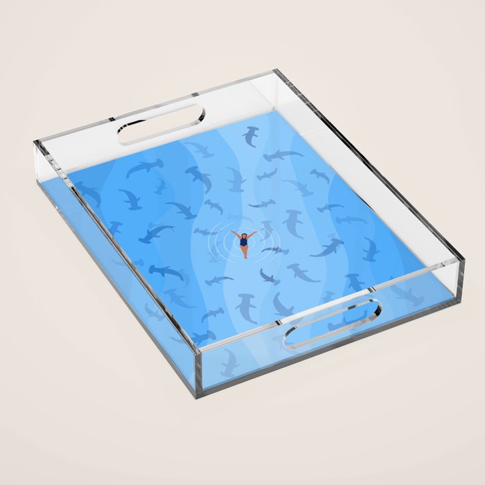 Shark Beach Swimmer  Acrylic Tray Gallery Image 1