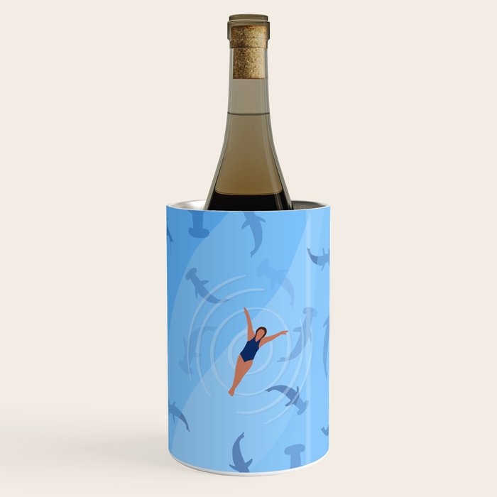 Shark Beach Swimmer  Wine Chiller Gallery Image 1
