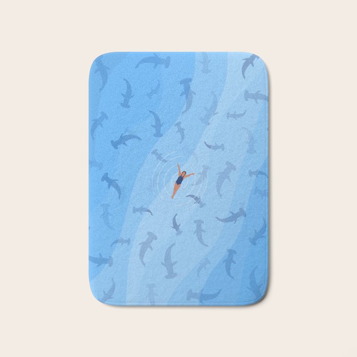 Shark Beach Swimmer  Bath Mat Gallery Image 1