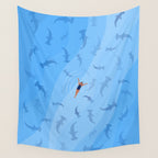 Shark Beach Swimmer  Wall Tapestry Gallery Image 4