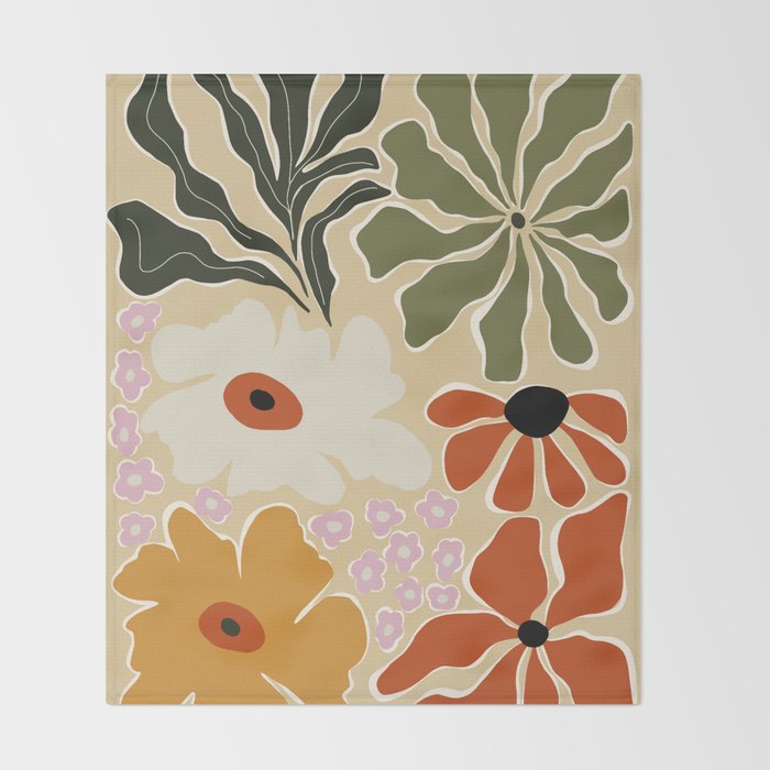 Mid-century bouquet  Throw Blanket Gallery Image 2