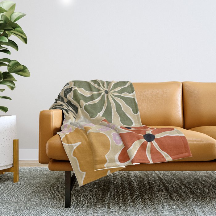 Mid-century bouquet  Throw Blanket Gallery Image 1