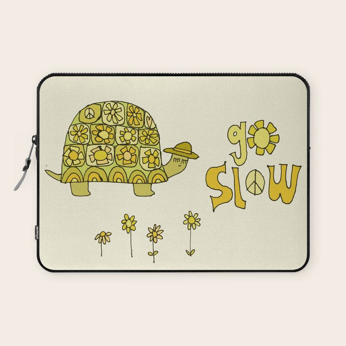go slow retro turtle // art by surfy birdy Laptop Sleeve Gallery Image 1