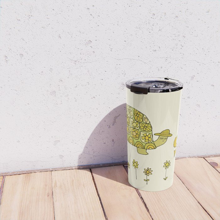 go slow retro turtle // art by surfy birdy Travel Mug Gallery Image 4
