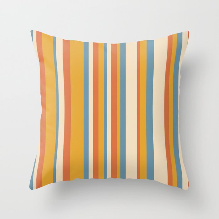 Classic Stripes XX - Retro Summer Throw Pillow Gallery Image 1