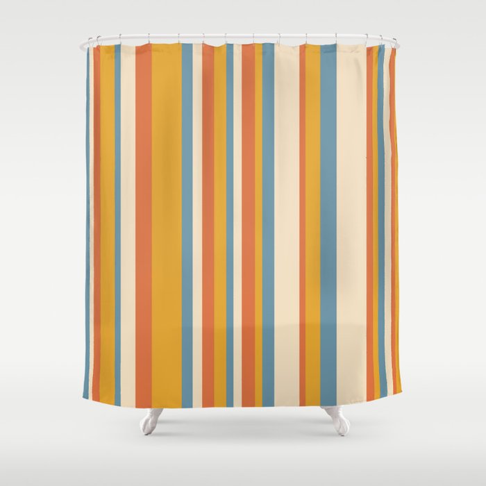Classic Stripes XX - Retro Summer Shower Curtain Gallery Image 1
