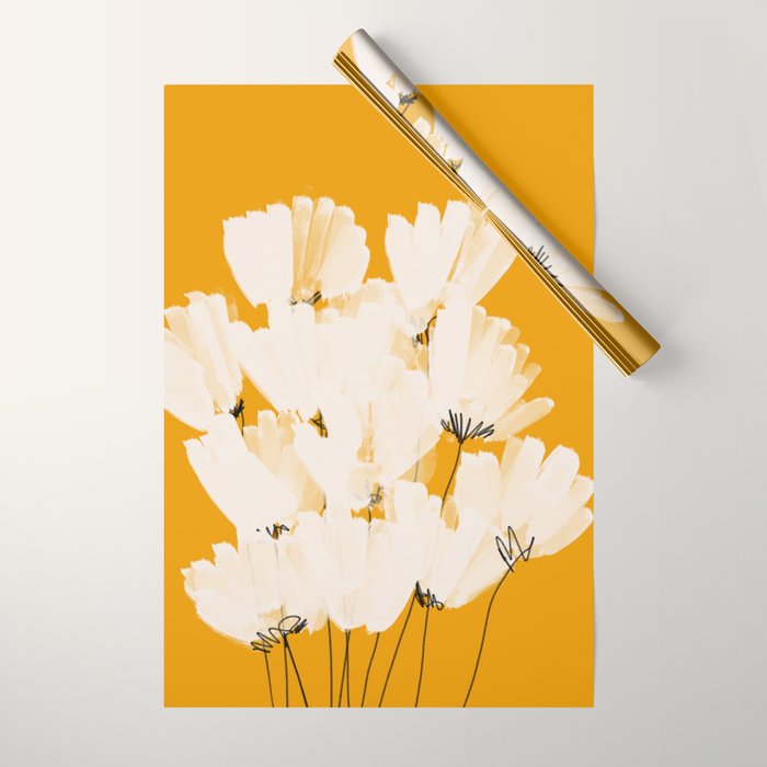 Flowers In Tangerine Wrapping Paper Gallery Image 1