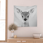 Baby Deer - Black & White Wall Tapestry Gallery Image 2