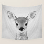 Baby Deer - Black & White Wall Tapestry Gallery Image 4
