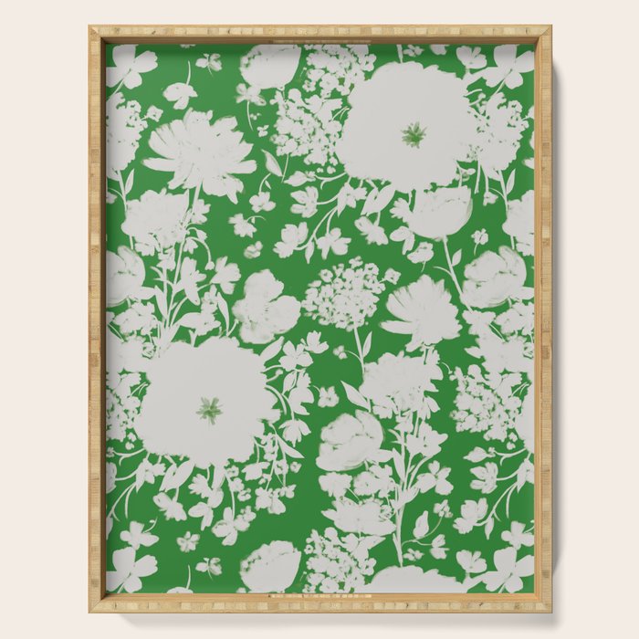 White Beauty on Green Serving Tray Gallery Image 1