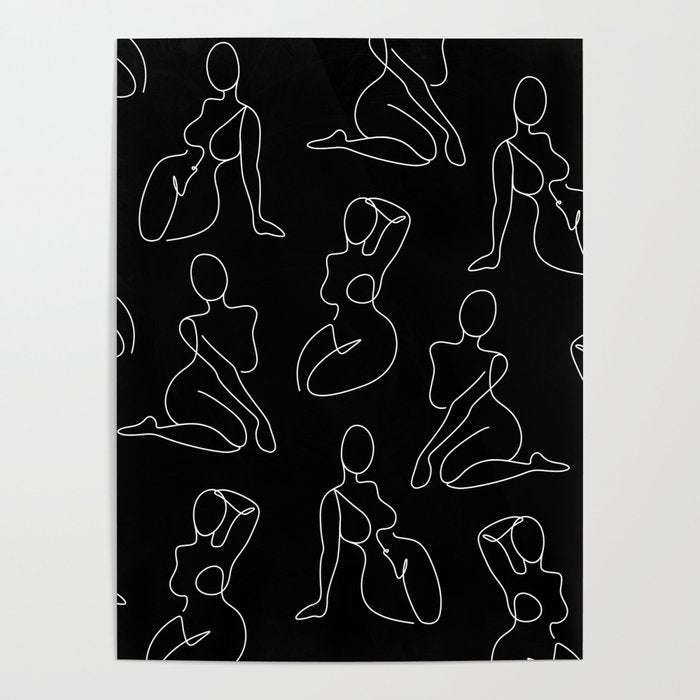 Full Body Girls in line black pattern Poster Gallery Image 1