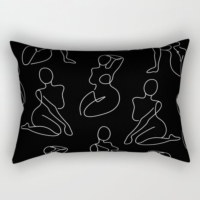 Full Body Girls in line black pattern Rectangular Pillow Gallery Image 1