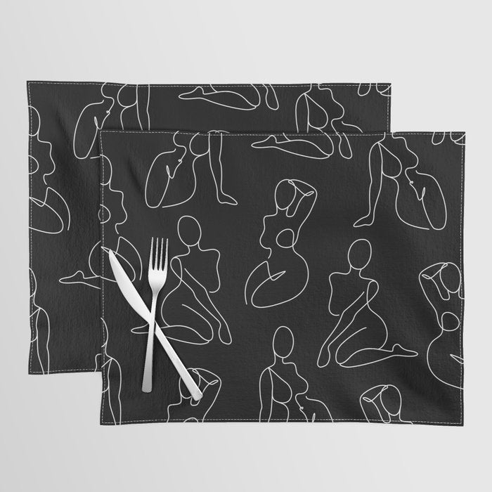 Full Body Girls in line black pattern Placemat Gallery Image 1