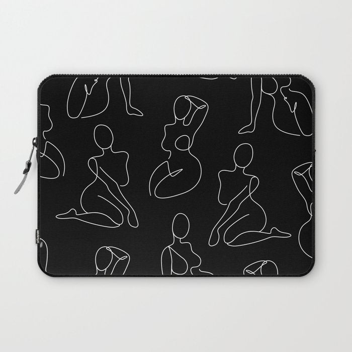 Full Body Girls in line black pattern Laptop Sleeve Gallery Image 1
