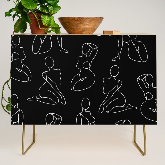 Full Body Girls in line black pattern Credenza Gallery Image 1