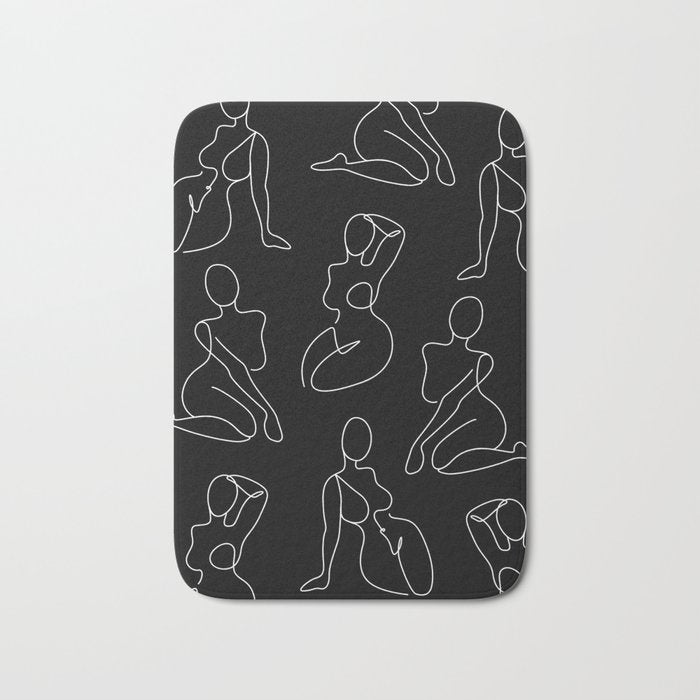 Full Body Girls in line black pattern Bath Mat Gallery Image 1