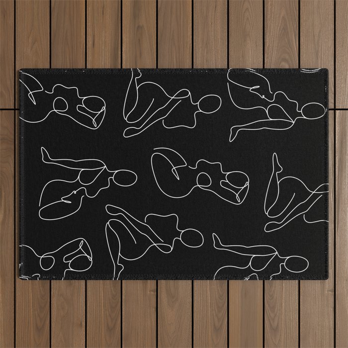 Full Body Girls in line black pattern Outdoor Rug Gallery Image 1