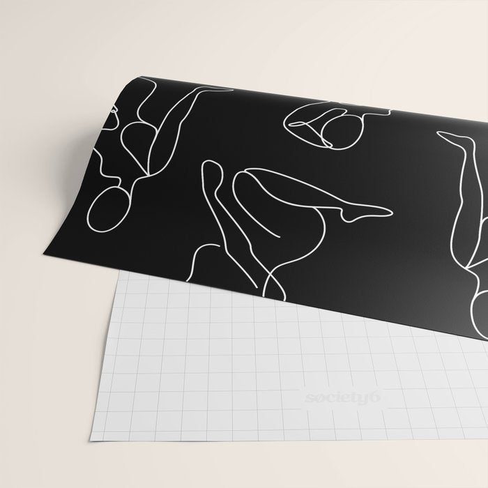 Full Body Girls in line black pattern Wrapping Paper Gallery Image 2