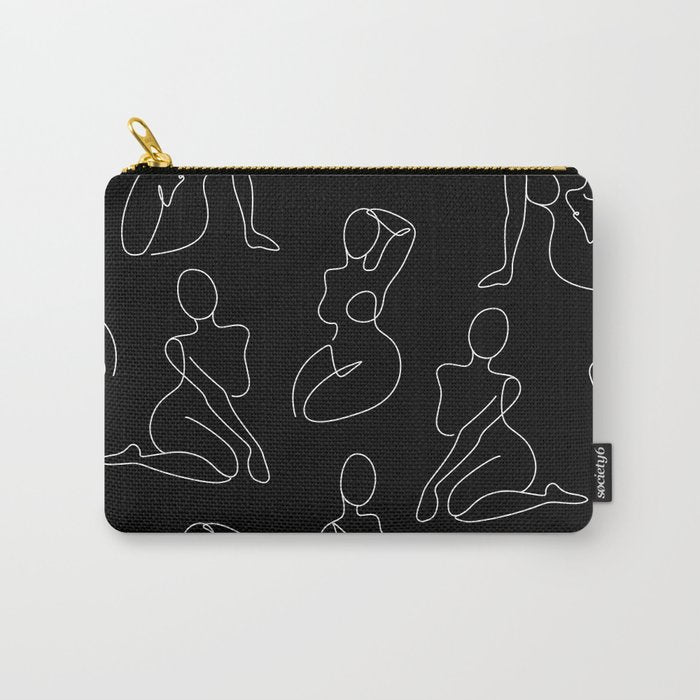 Full Body Girls in line black pattern Carry All Pouch Gallery Image 1