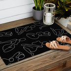 Full Body Girls in line black pattern Outdoor Rug Gallery Image 2