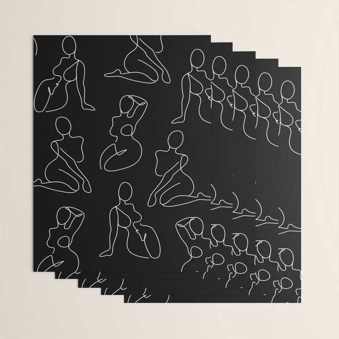 Full Body Girls in line black pattern Wrapping Paper Gallery Image 3