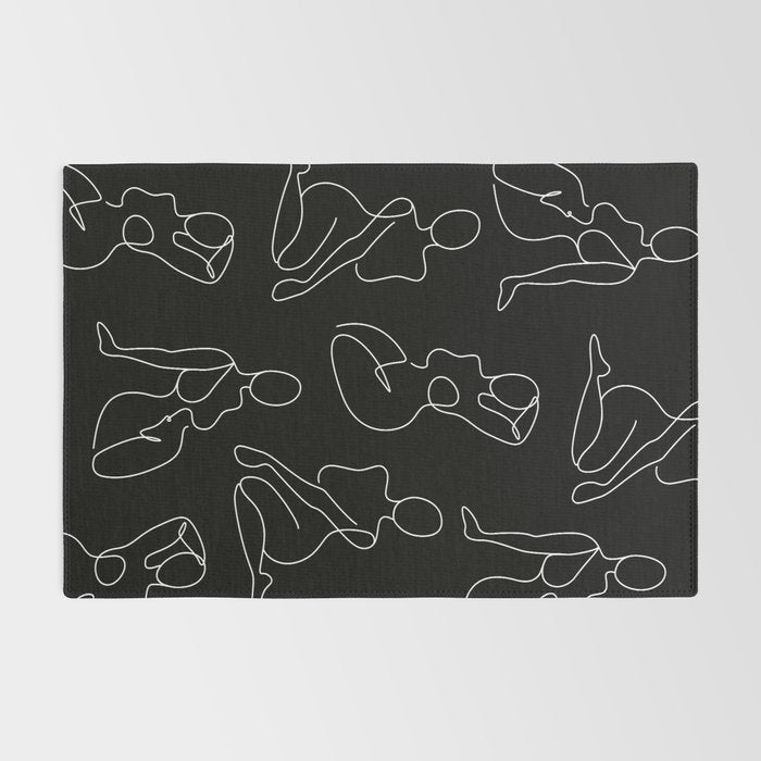 Full Body Girls in line black pattern Rug Gallery Image 2