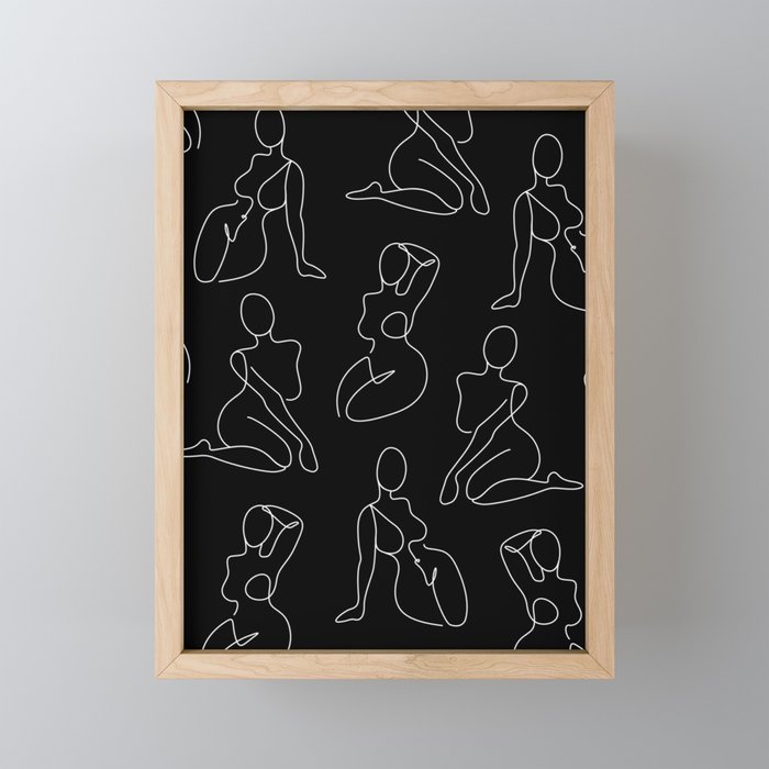 Full Body Girls in line black pattern Mini Art Print Gallery Image 1