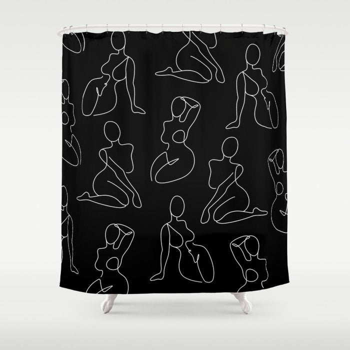 Full Body Girls in line black pattern Shower Curtain Gallery Image 1
