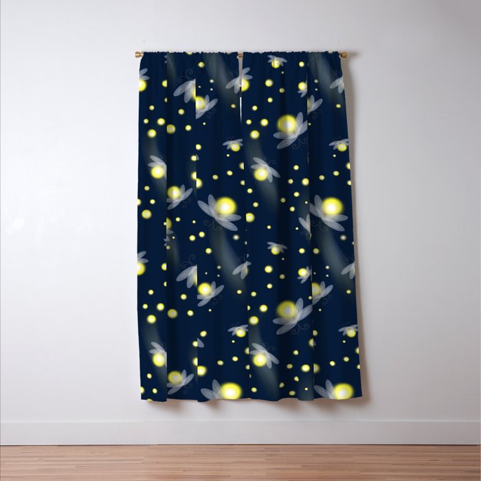 Fireflies at Night Window Curtain Gallery Image 3
