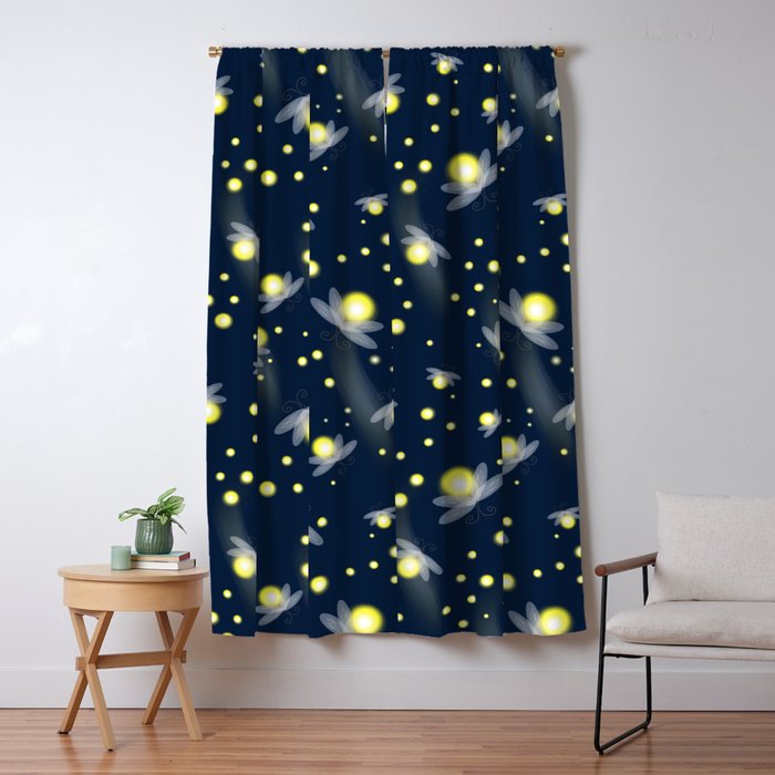 Fireflies at Night Window Curtain Gallery Image 1