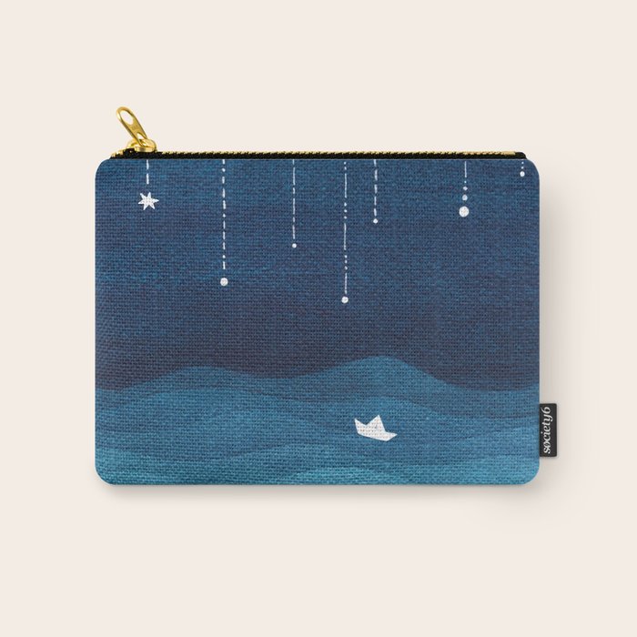 Falling stars, blue, sailboat, ocean Carry All Pouch Gallery Image 1