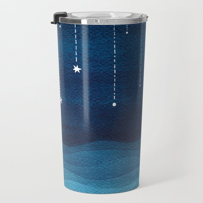 Falling stars, blue, sailboat, ocean Travel Mug Gallery Image 3