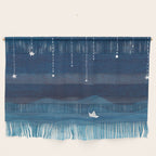 Falling stars, blue, sailboat, ocean Wall Hanging Gallery Image 1