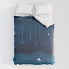 Falling stars, blue, sailboat, ocean Comforter Gallery Image 6